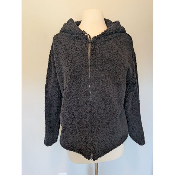 NEW VS PINK Reversible Sherpa-Lined Hoodie Black Multicolor Logo Medium - Picture 5 of 6